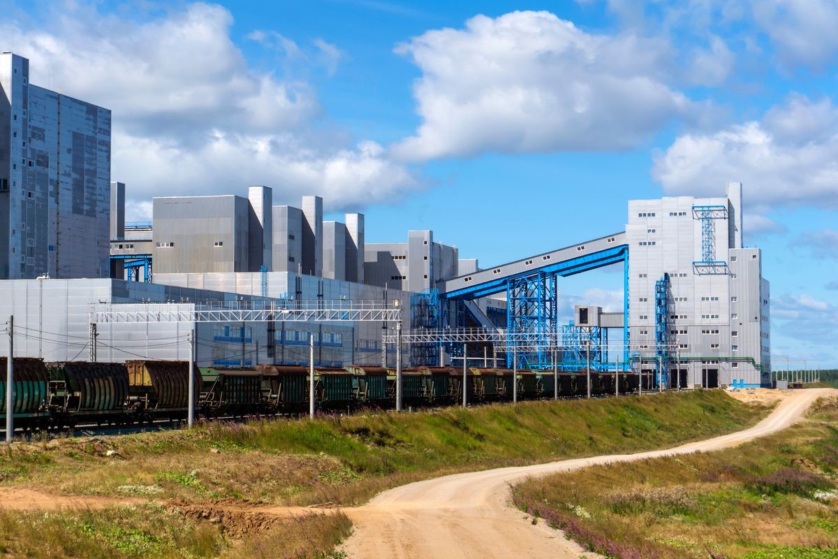 complex of mine buildings of a modern mining enterprise for the extraction of salt